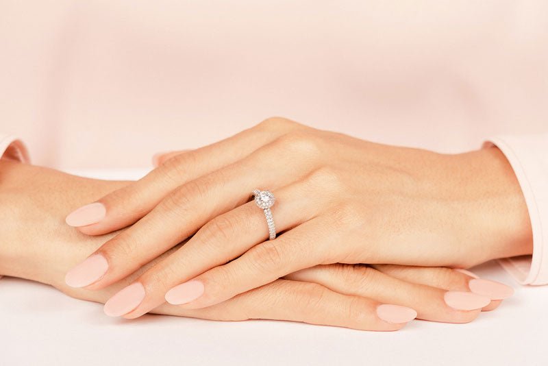 Double Row Diamond Halo Lab - Grown Diamond Engagement Ring with 1.06 ct. (0.50 ct. center diamond) - Luxury Time NYC