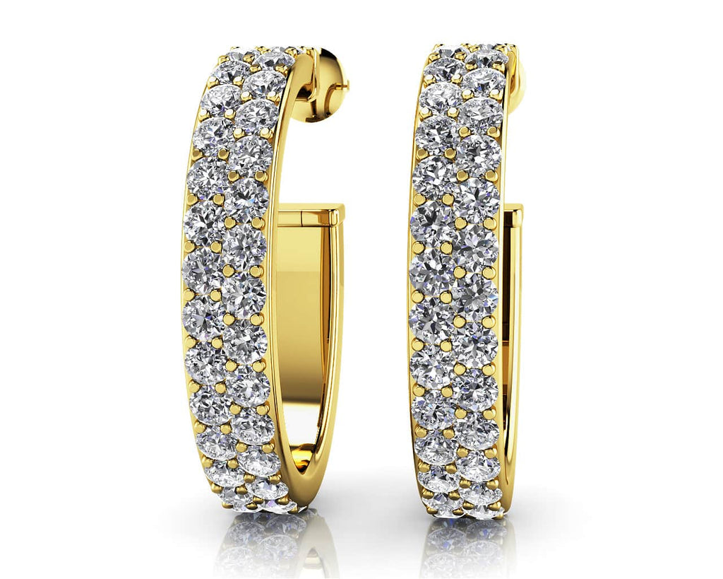 Double Row Diamond Oval Diamond Hoop Earrings with 1.50 ct.(finished) 1.5mm - Luxury Time NYC