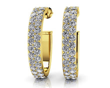 Load image into Gallery viewer, Double Row Diamond Oval Diamond Hoop Earrings with 1.50 ct.(finished) 1.5mm - Luxury Time NYC