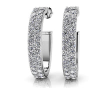 Load image into Gallery viewer, Double Row Diamond Oval Diamond Hoop Earrings with 2.02 ct.(finished) 1.7mm - Luxury Time NYC