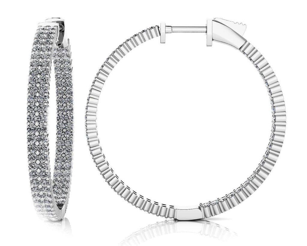 Double Row Inside Out Diamond Hoop Earrings Medium Lab - Grown Diamond with 2.70 ct.(finished) 1.4mm - Luxury Time NYC