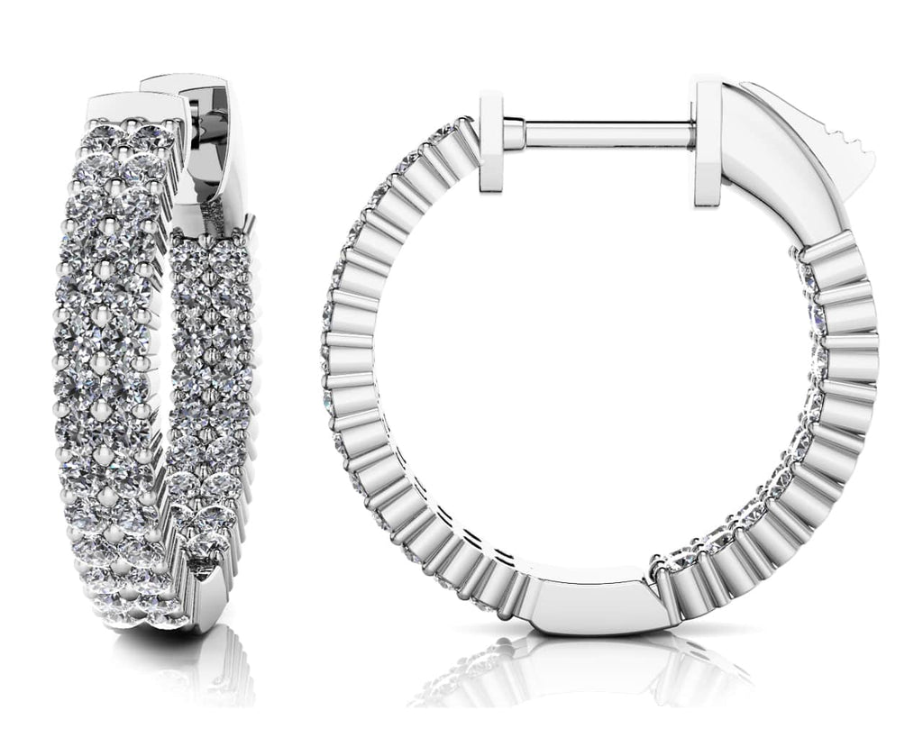 Double Row Inside Out Diamond Hoop Earrings Petite Lab - Grown Diamond with 0.90 ct.(finished) 1.2mm - Luxury Time NYC