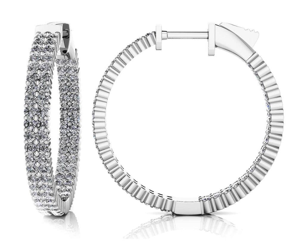 Double Row Inside Out Diamond Hoop Earrings Small Diamond with 1.41 ct.(finished) 1.2mm - Luxury Time NYC