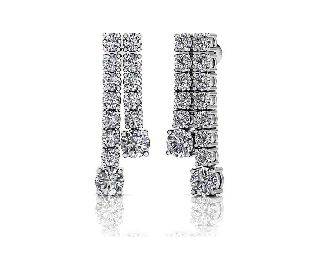 Double Strand Graduated Diamond Dangle Earrings Lab - Grown Diamond with 1.63 ct.(finished) 2mm, 3.5mm - Luxury Time NYC