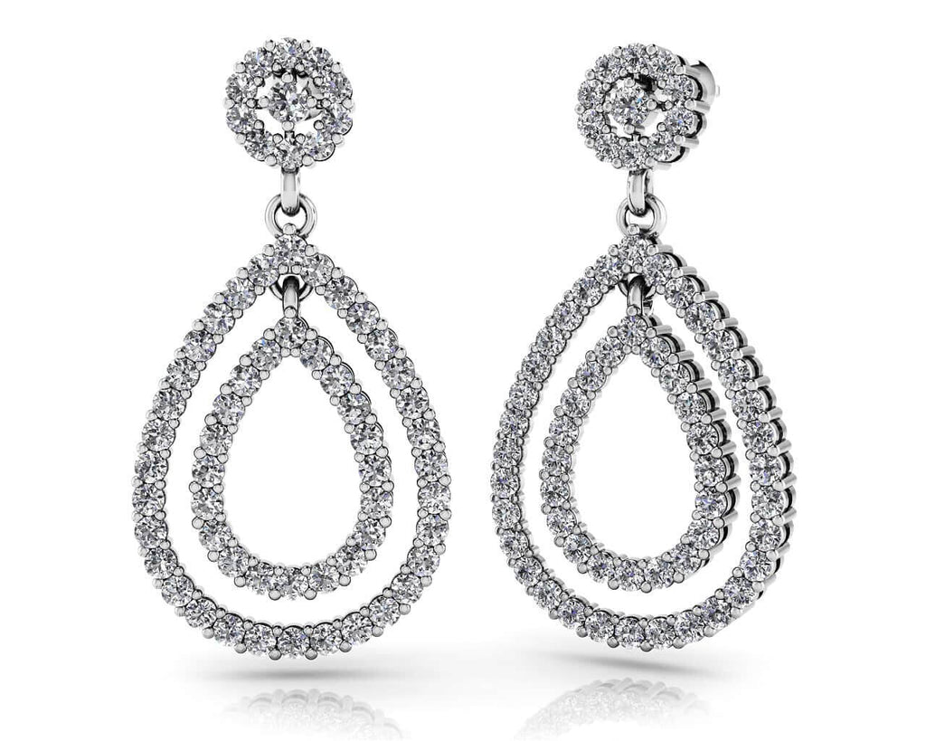 Double Teardrop Lab - Grown Diamond Earrings with 1.03 ct.(finished) 1.1mm, 1.5mm, 2mm - Luxury Time NYC