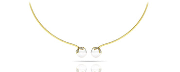 Double White Pearl Flexible Diamond Necklace with 0.51 ct.(finished) 1mm, 1.2mm - Luxury Time NYC
