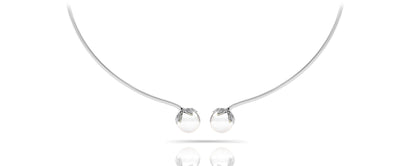 Double White Pearl Flexible Lab - Grown Diamond Necklace with 0.51 ct.(finished) 1mm, 1.2mm - Luxury Time NYC