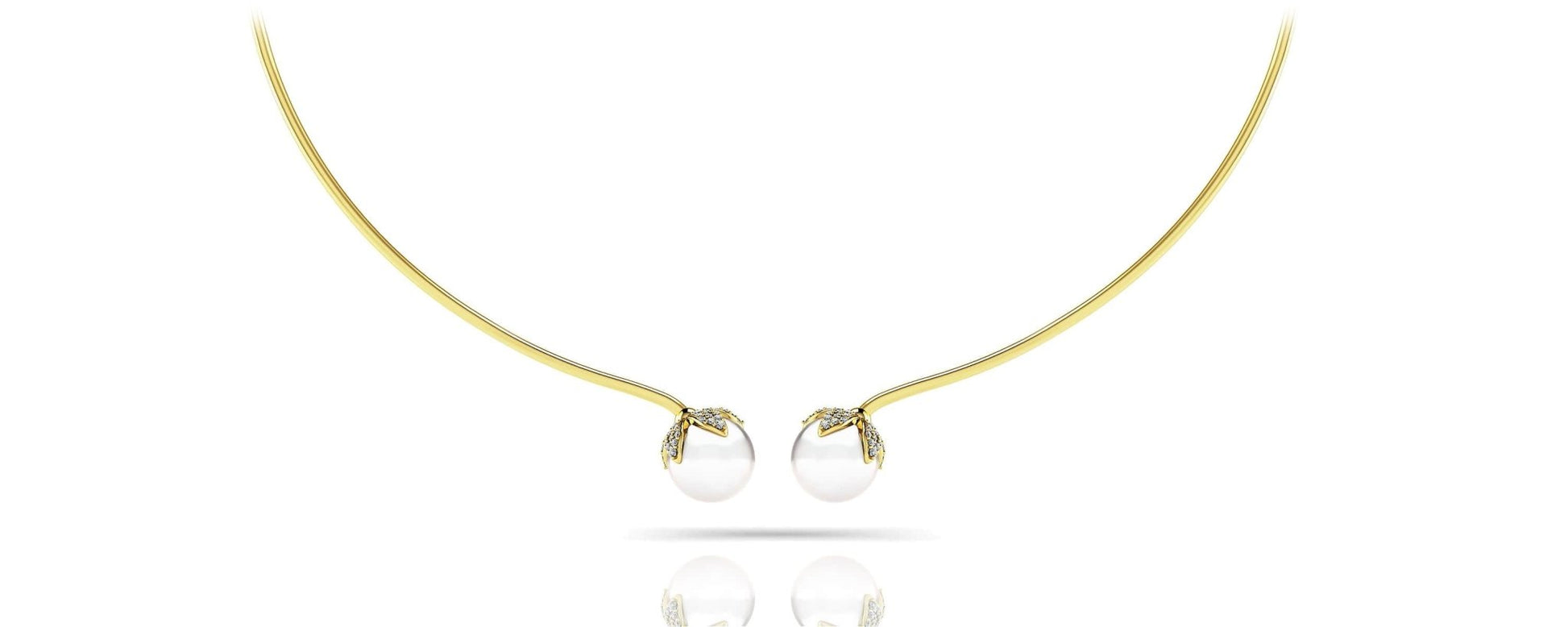 Double White Pearl Flexible Lab - Grown Diamond Necklace with 0.51 ct.(finished) 1mm, 1.2mm - Luxury Time NYC