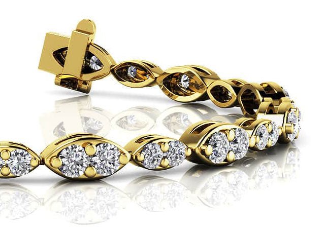 Dual Marquise Link Diamond Bracelet with 3.46 ct.(finished) 2.3mm, 2.9mm - Luxury Time NYC