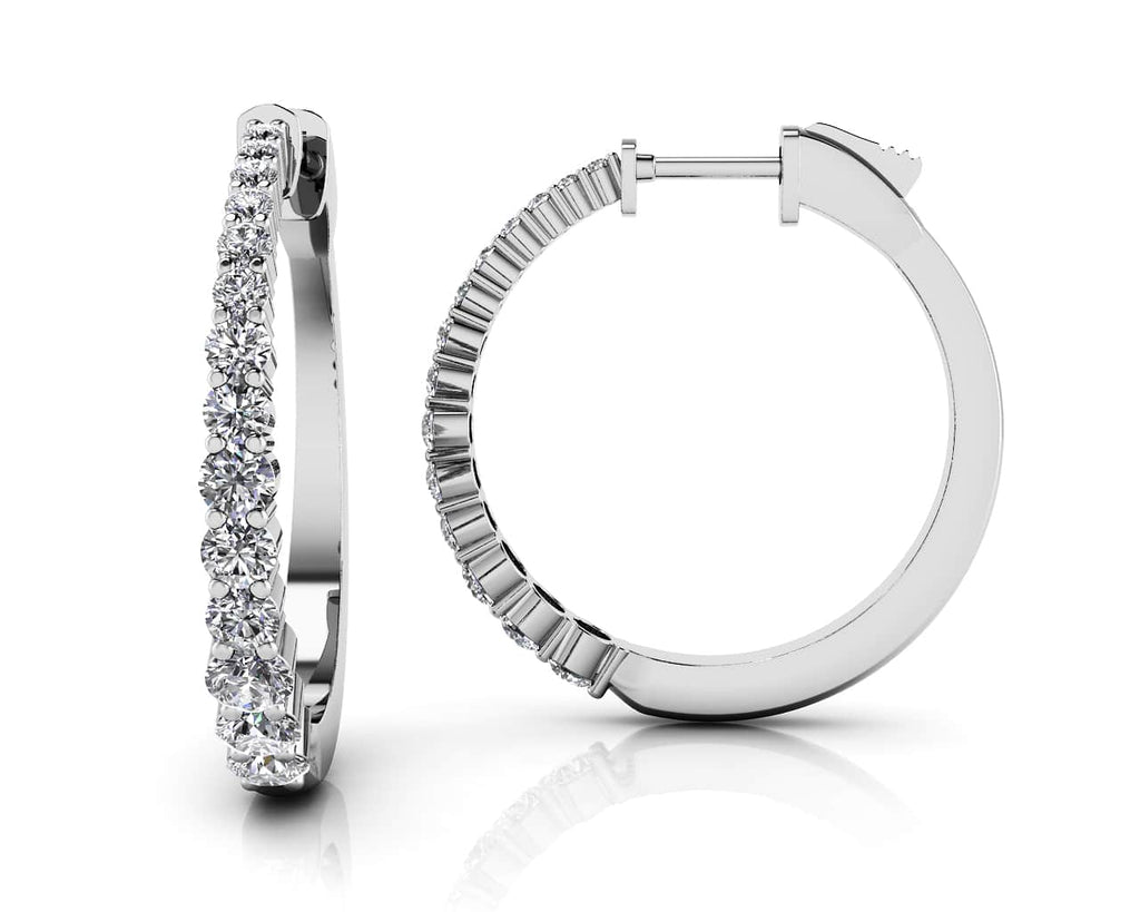 Effortless Tapered Diamond Hoop Earrings with 1.27 ct.(finished) - Luxury Time NYC