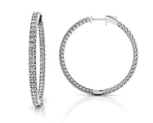 Load image into Gallery viewer, Elegant Curved Prong Diamond Hoop Earrings Large Diamond with 2.46 ct.(finished) 1.7mm - Luxury Time NYC