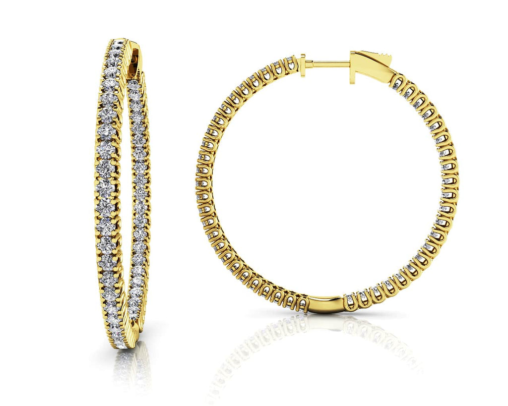 Elegant Curved Prong Diamond Hoop Earrings Large Lab - Grown Diamond with 3.10 ct.(finished) 2mm - Luxury Time NYC