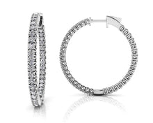 Load image into Gallery viewer, Elegant Curved Prong Diamond Hoop Earrings Medium Diamond with 1.44 ct.(finished) 1.5mm - Luxury Time NYC