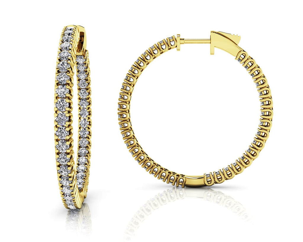 Elegant Curved Prong Diamond Hoop Earrings Medium Diamond with 2.44 ct.(finished) 2mm - Luxury Time NYC