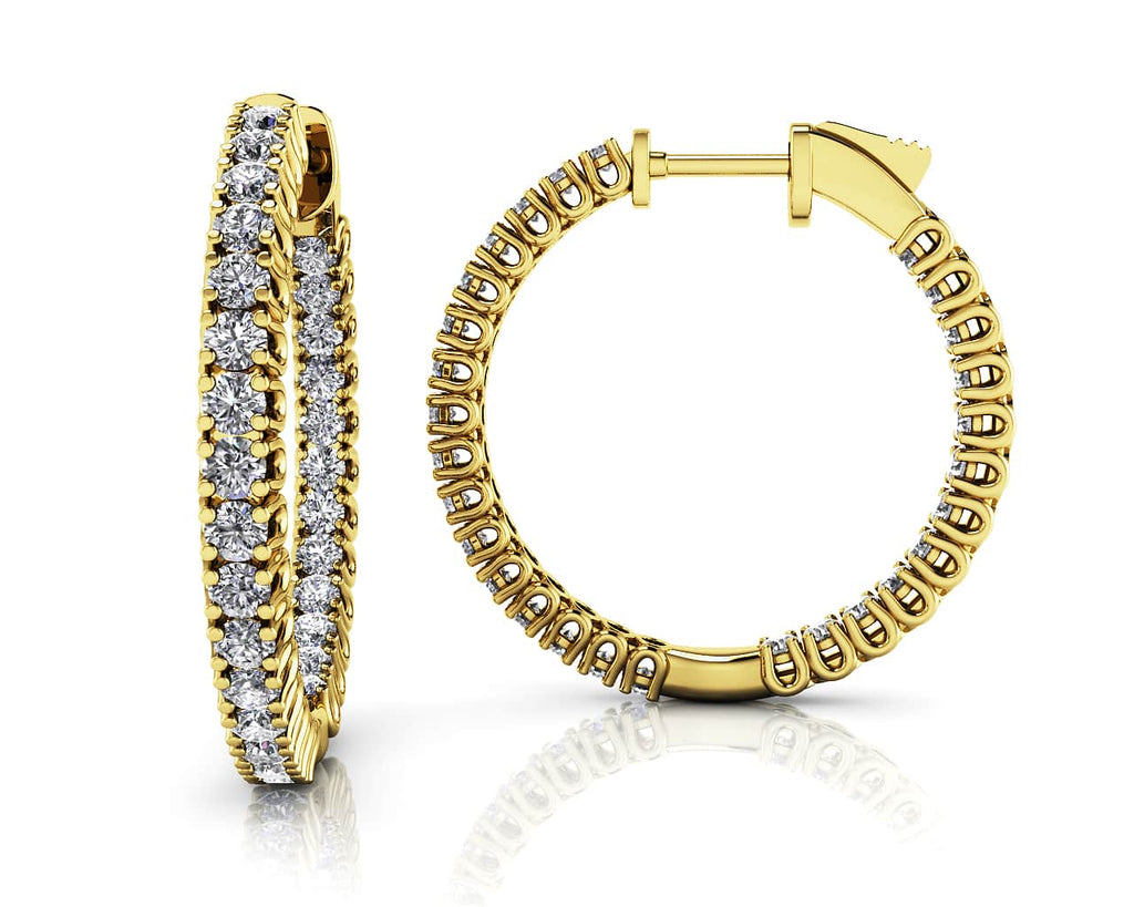 Elegant Curved Prong Diamond Hoop Earrings Small Diamond with 1.85 ct.(finished) 2mm - Luxury Time NYC