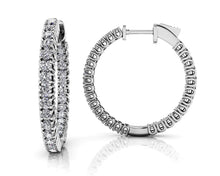 Load image into Gallery viewer, Elegant Curved Prong Diamond Hoop Earrings Small Diamond with 1.85 ct.(finished) 2mm - Luxury Time NYC