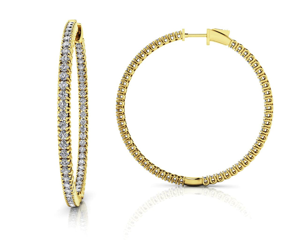 Elegant Curved Prong Hoop Earrings Extra Large Lab - Grown Diamond with 4.79 ct.(finished) 2.3mm - Luxury Time NYC