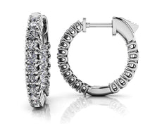 Load image into Gallery viewer, Elegant Curved Prong Hoop Earrings Extra Small Diamond with 0.69 ct.(finished) 1.5mm - Luxury Time NYC