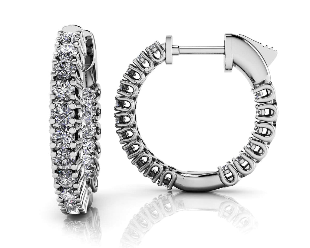 Elegant Curved Prong Hoop Earrings Extra Small Diamond with 0.84 ct.(finished) 1.7mm - Luxury Time NYC