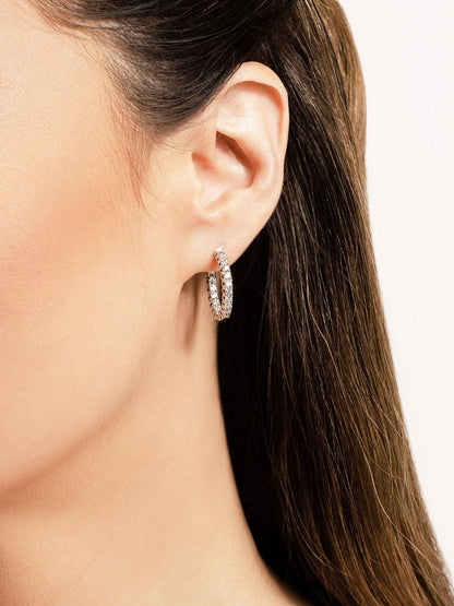 Elegant Curved Prong Hoop Earrings Extra Small Diamond with 1.12 ct.(finished) 2mm - Luxury Time NYC