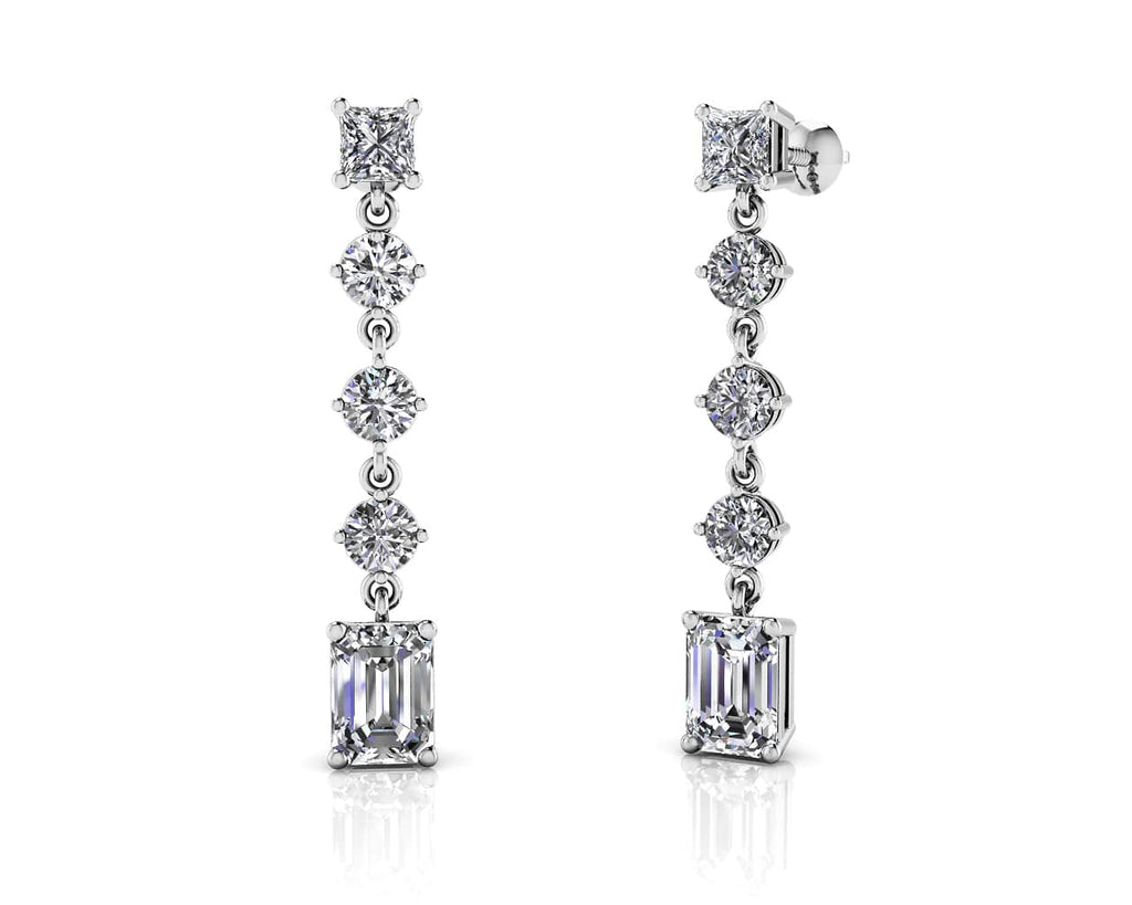 Elegant Multi Shape Lab - Grown Diamond Earrings with 3.80 ct.(finished) 7x5mm, 3.5mm, 3.8mm - Luxury Time NYC