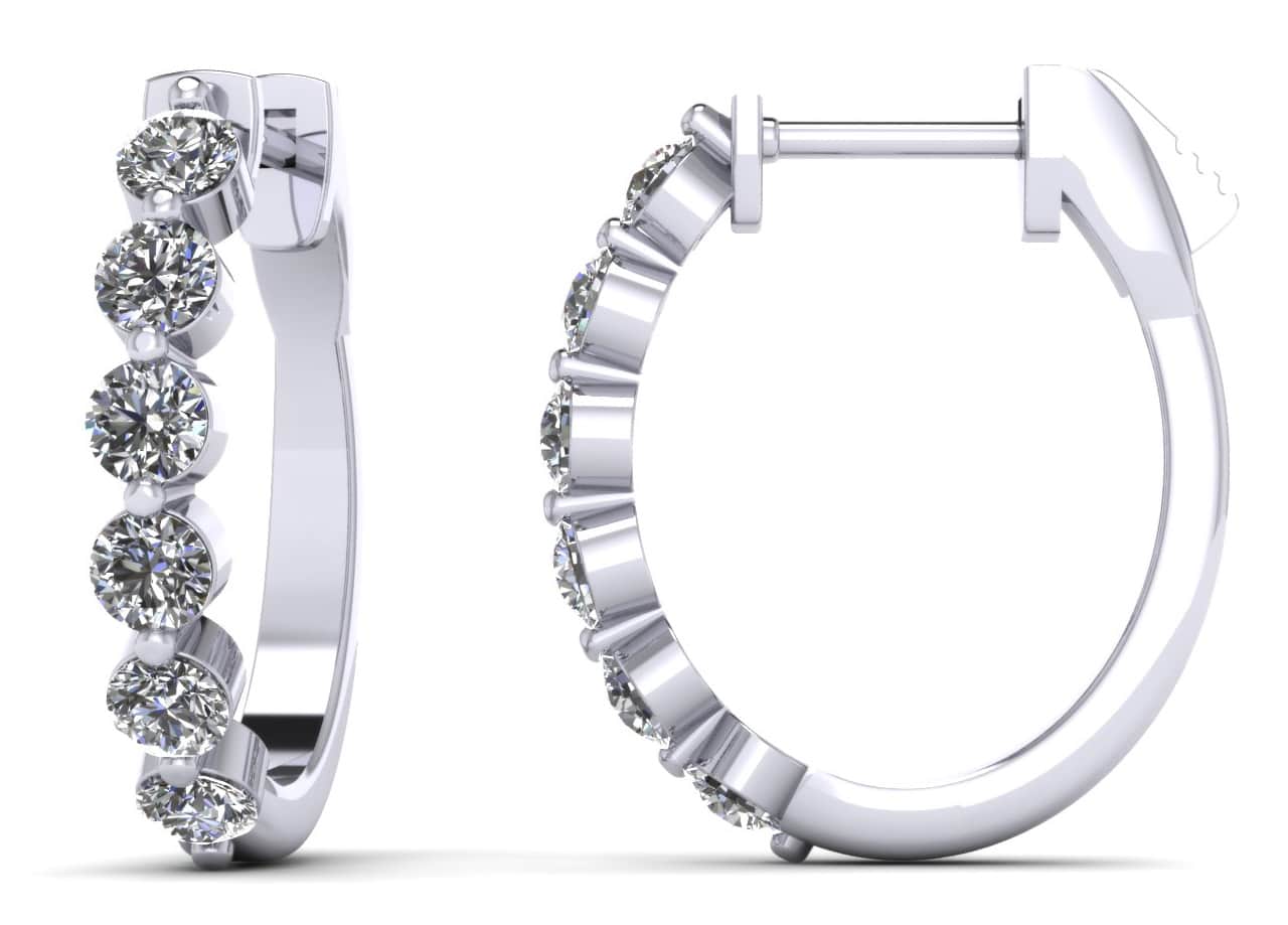 Elegant Oval Diamond Hoop Earrings with 0.71 ct.(finished) 2.4mm - Luxury Time NYC