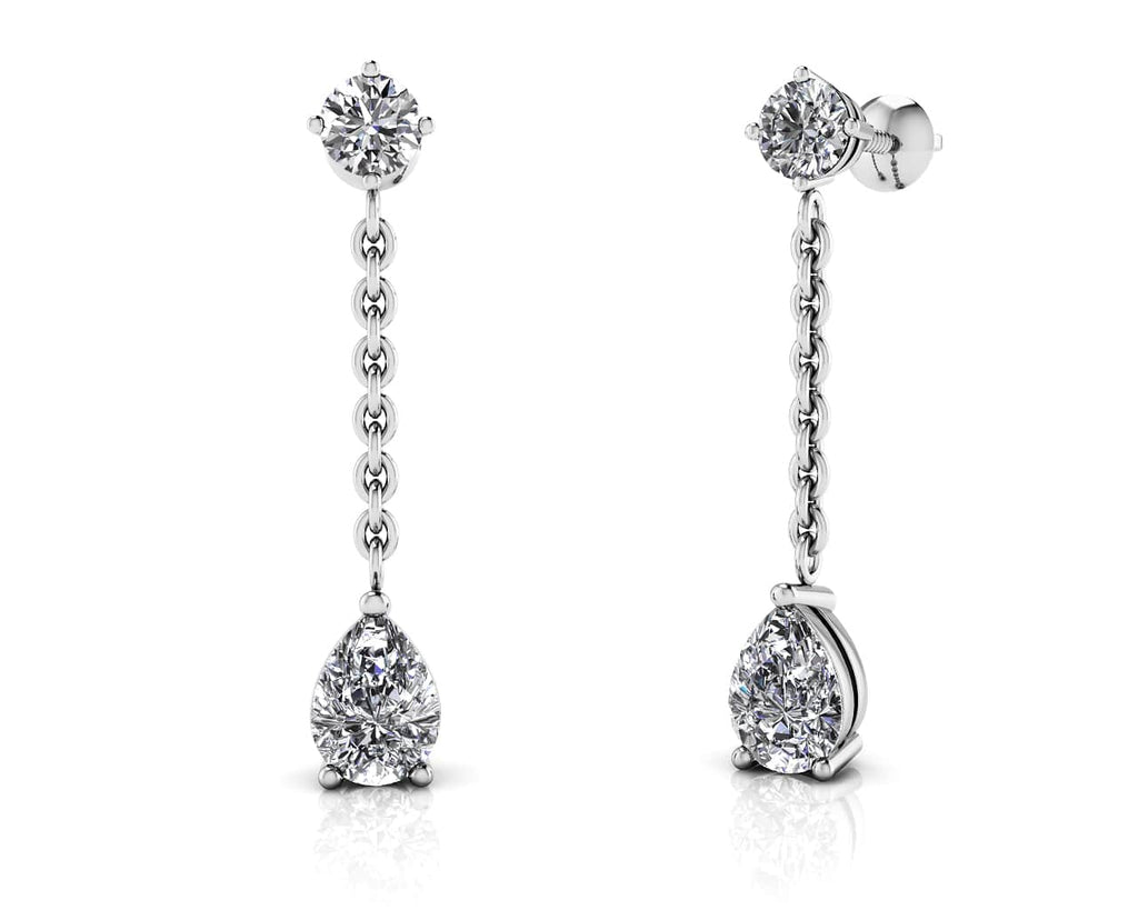 Elegant Pear Diamond Drop Lab - Grown Diamond Earrings with 1.02 ct.(finished) 6x4mm, 3.8mm - Luxury Time NYC