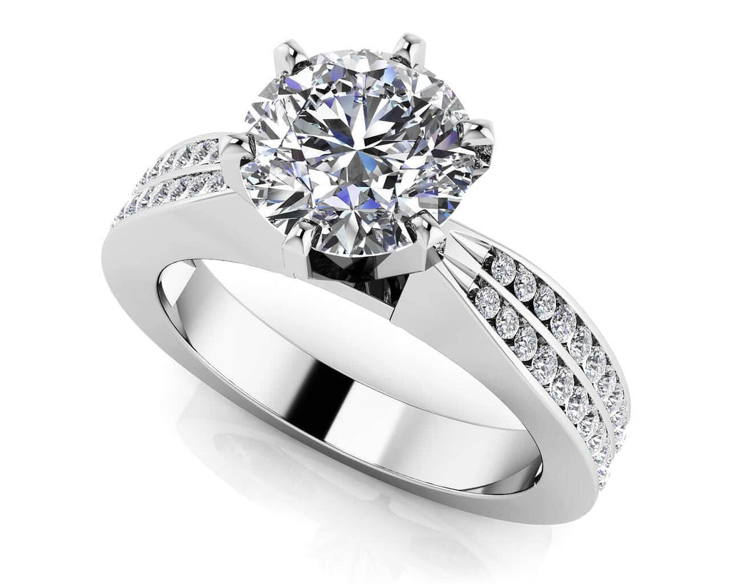 Elegant Six Prong Diamond Engagement Ring with 0.98 ct. (0.50 ct. center diamond) - Luxury Time NYC