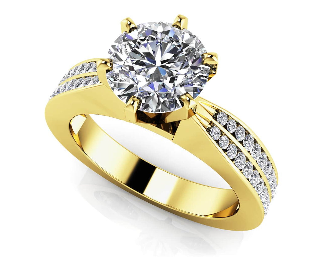 Elegant Six Prong Diamond Engagement Ring with 0.98 ct. (0.50 ct. center diamond) - Luxury Time NYC