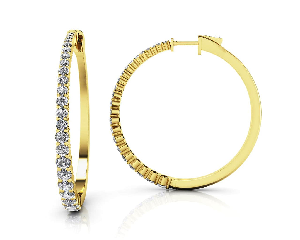 Elegant Tapered Diamond Hoop Earrings with 2.54 ct.(finished) - Luxury Time NYC