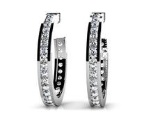 Load image into Gallery viewer, Elongated Diamond Round Shaped Diamond Hoop Earrings with 0.75 ct.(finished) 1.4mm - Luxury Time NYC