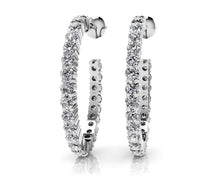 Load image into Gallery viewer, Elongated Diamond Row Diamond Hoop Earrings with 0.75 ct.(finished) 1.4mm - Luxury Time NYC