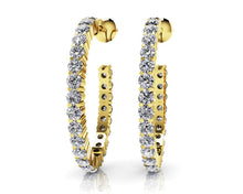 Load image into Gallery viewer, Elongated Diamond Row Diamond Hoop Earrings with 1.50 ct.(finished) 1.9mm - Luxury Time NYC