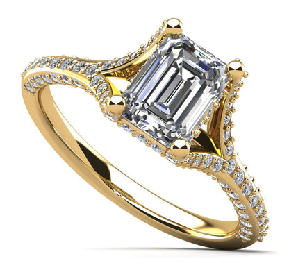 Emerald Cut Brilliance Diamond Engagement Ring with 1.42 ct. (0.70 ct. center diamond) - Luxury Time NYC