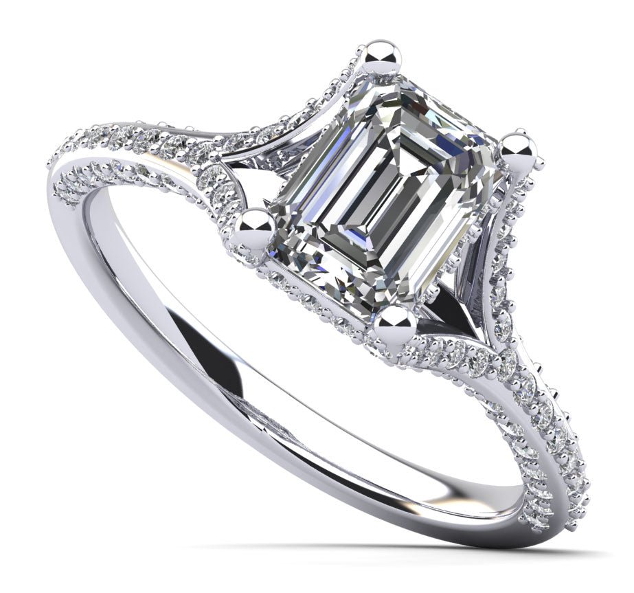 Emerald Cut Brilliance Diamond Engagement Ring with 1.42 ct. (0.70 ct. center diamond) - Luxury Time NYC