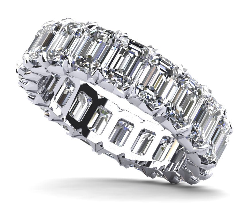 Emerald Cut Crown Diamond Eternity Diamond Ring with 3.60 ct.(finished) 3.5x2.5mm - Luxury Time NYC