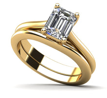 Load image into Gallery viewer, Emerald Cut Diamond Bridal Set Diamond with 0.75 ct.(finished) 6.5x4.5mm - Luxury Time NYC