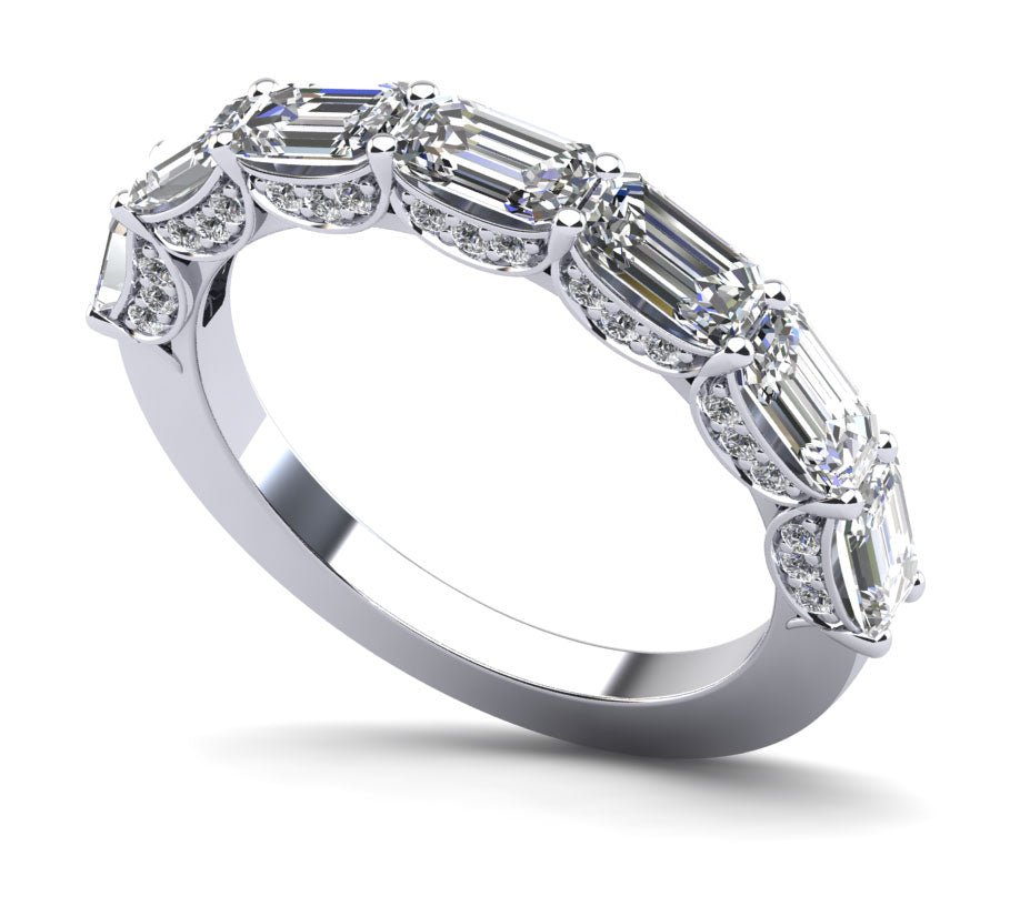 Emerald Cut Diamond Ring With Sash Setting Lab - Grown Diamond with 3.65 ct.(finished) 6x4mm, 1mm - Luxury Time NYC