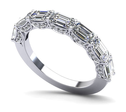 Emerald Cut Diamond Ring With Sash Setting Lab - Grown Diamond with 3.65 ct.(finished) 6x4mm, 1mm - Luxury Time NYC