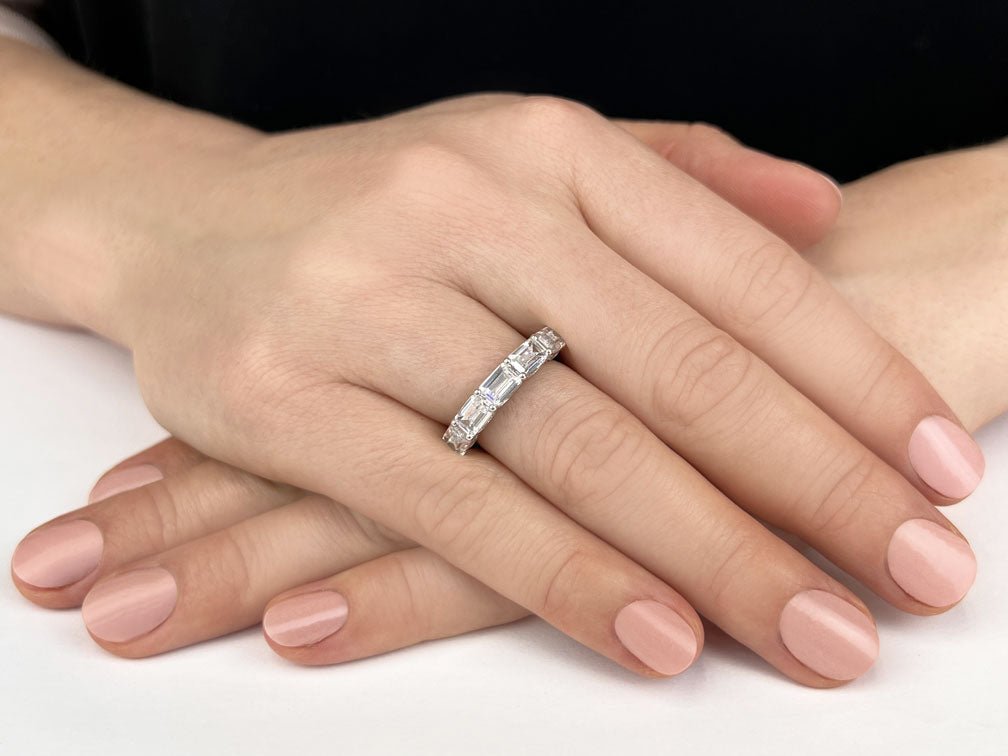 Emerald Cut Diamond Ring With Sash Setting Lab - Grown Diamond with 3.65 ct.(finished) 6x4mm, 1mm - Luxury Time NYC