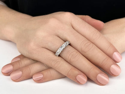 Emerald Cut Diamond Ring With Sash Setting Lab - Grown Diamond with 3.65 ct.(finished) 6x4mm, 1mm - Luxury Time NYC
