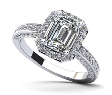 Load image into Gallery viewer, Emerald Cut Halo Diamond Engagement Ring with 1.31 ct. (0.70 ct. center diamond) - Luxury Time NYC