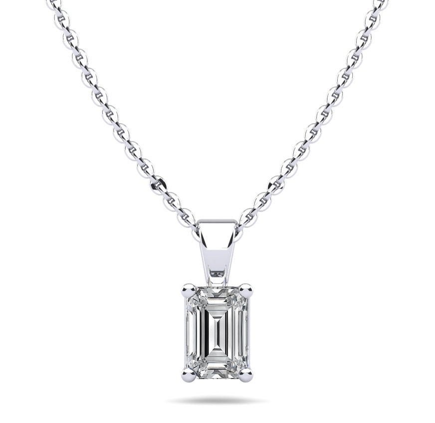 Emerald Cut Shaped Diamond Pendant with 0.50 ct.(finished) 5x4mm - Luxury Time NYC