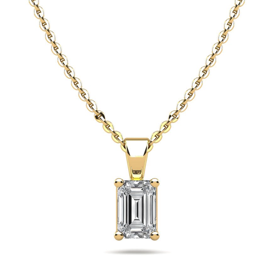 Emerald Cut Shaped Diamond Pendant with 0.50 ct.(finished) 5x4mm - Luxury Time NYC