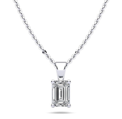 Emerald Cut Shaped Lab - Grown Diamond Pendant with 1.00 ct.(finished) 7x5mm - Luxury Time NYC