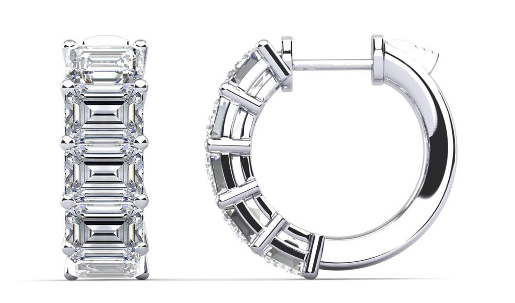 Emerald Cut Ten Stone Diamond Hoops Diamond with 10.00 ct.(finished) 7x5mm - Luxury Time NYC