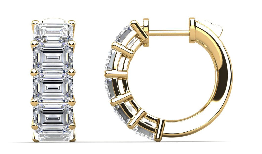 Emerald Cut Ten Stone Diamond Hoops Diamond with 10.00 ct.(finished) 7x5mm - Luxury Time NYC