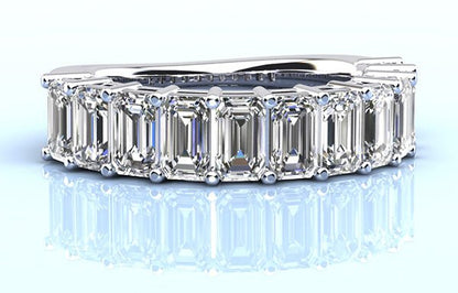 Emerald Lab - Grown Diamond Anniversary Ring with 2.20 ct.(finished) 4x3mm - Luxury Time NYC