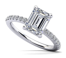 Load image into Gallery viewer, Enchanting Emerald Cut Diamond Engagement Ring with 0.97 ct. (0.70 ct. center diamond) - Luxury Time NYC