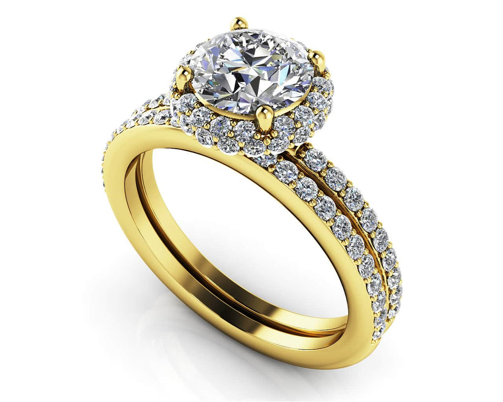 Enchanting Halo Diamond Engagement Set Diamond with 1.15 ct. (0.50 ct. center diamond) - Luxury Time NYC